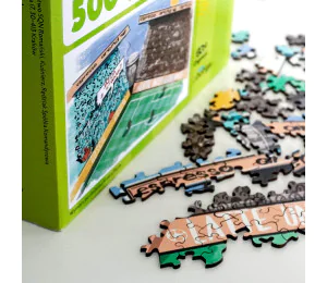 SQN Originals: Puzzle drewniane (500 elementów, oryginalne kształty) Jazda z kawami piłka nożna piłkarskie latte united
