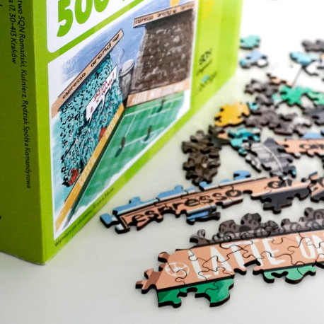 SQN Originals: Puzzle drewniane (500 elementów, oryginalne kształty) Jazda z kawami piłka nożna piłkarskie latte united