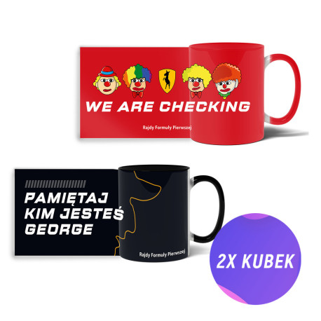 Pakiet: Kubek F1 czerwony MEM (330 ml) Rajdy Formuły Pierwszej + Kubek F1 czarny (2x kubek)