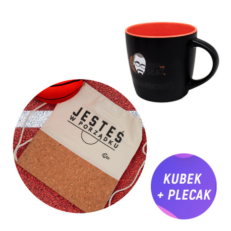 Pakiet: Kubek ceramiczny (350 ml) koszykarski KeepTheBeat + Plecak worek