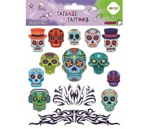 Tatuaże zmywalne Blue skulls HAPPY COLOR