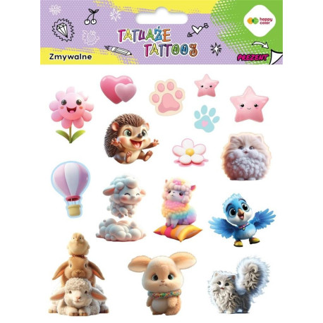 Tatuaże zmywalne Animals Fluffy HAPPY COLOR