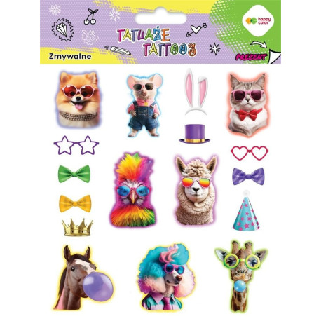 Tatuaże zmywalne Animals Funny HAPPY COLOR