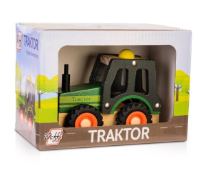 Drewniane auto z oponami - traktor