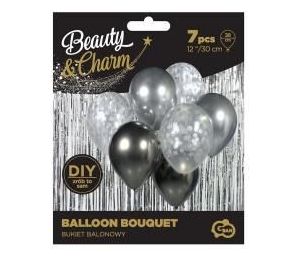 Balony Beauty&Charm bukiet srebrne 30cm 7szt