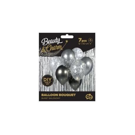 Balony Beauty&amp;Charm bukiet srebrne 30cm 7szt