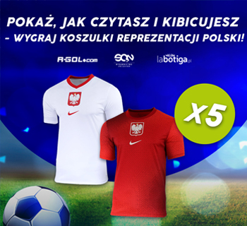 Grafika konkursowa - do wygrania koszulki reprezentacji Polski, w ramach promocji 4za3 książki sportowe